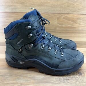LOWA Renegade Gtx Mens Hiking Boots 14 Waterproof Mid Lace Up Blue Gray Vibram